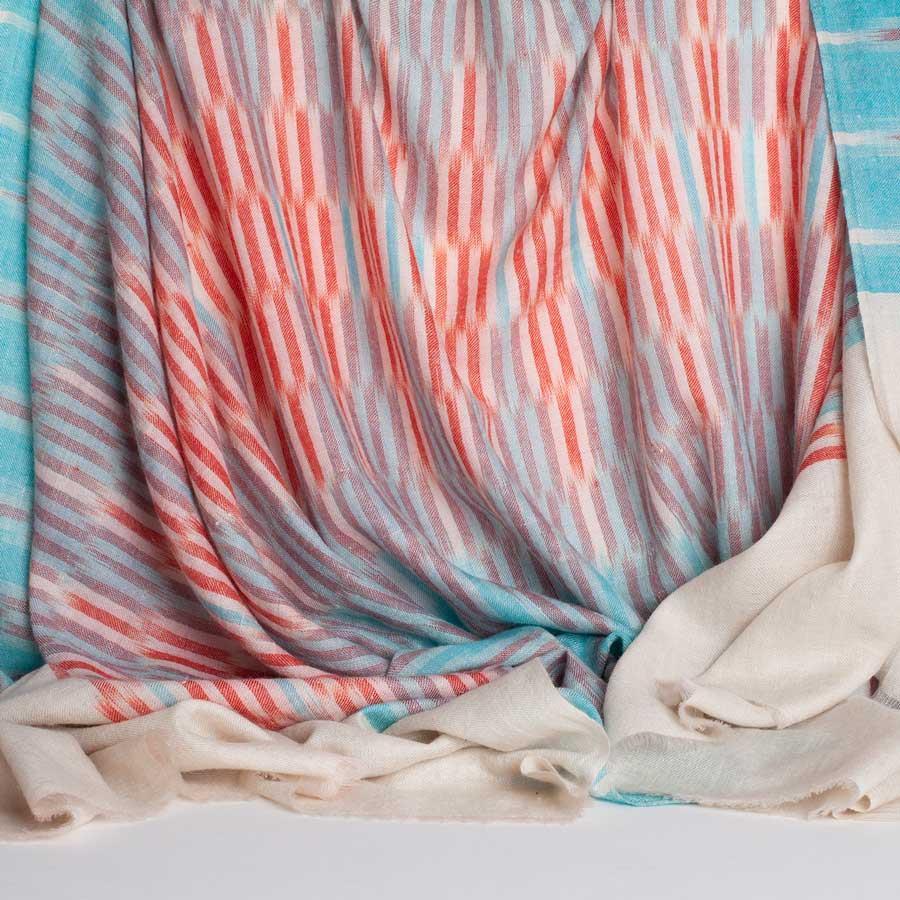 Aqua & Red Hand Crafted Pashmina - Image 3