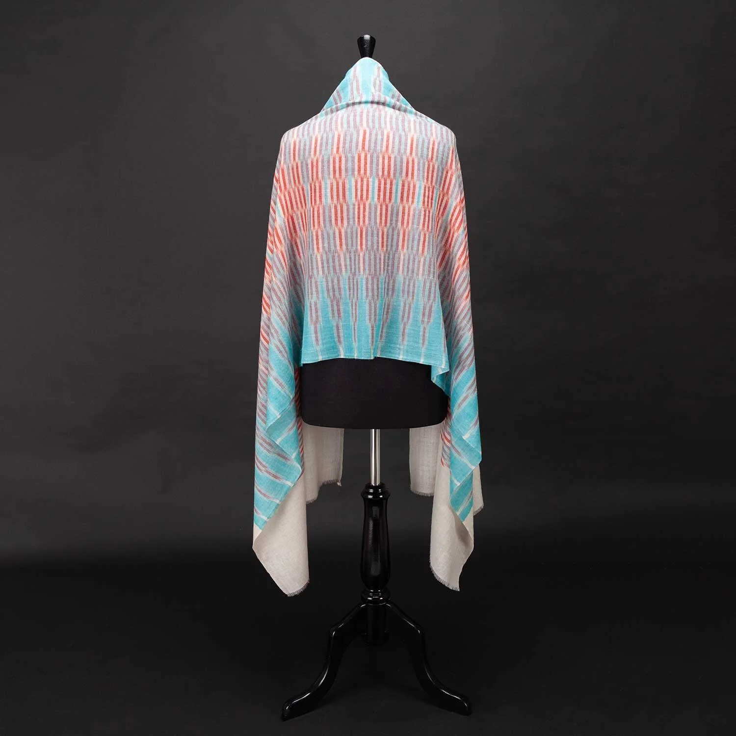 Aqua & Red Hand Crafted Pashmina - Image 6