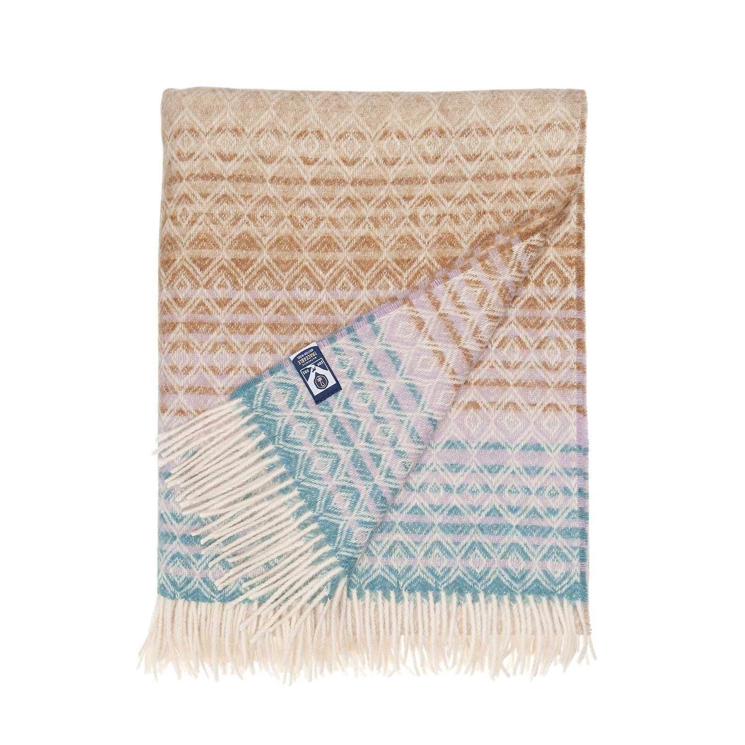 British Wool Throw Aqua & Lilac - Image 4
