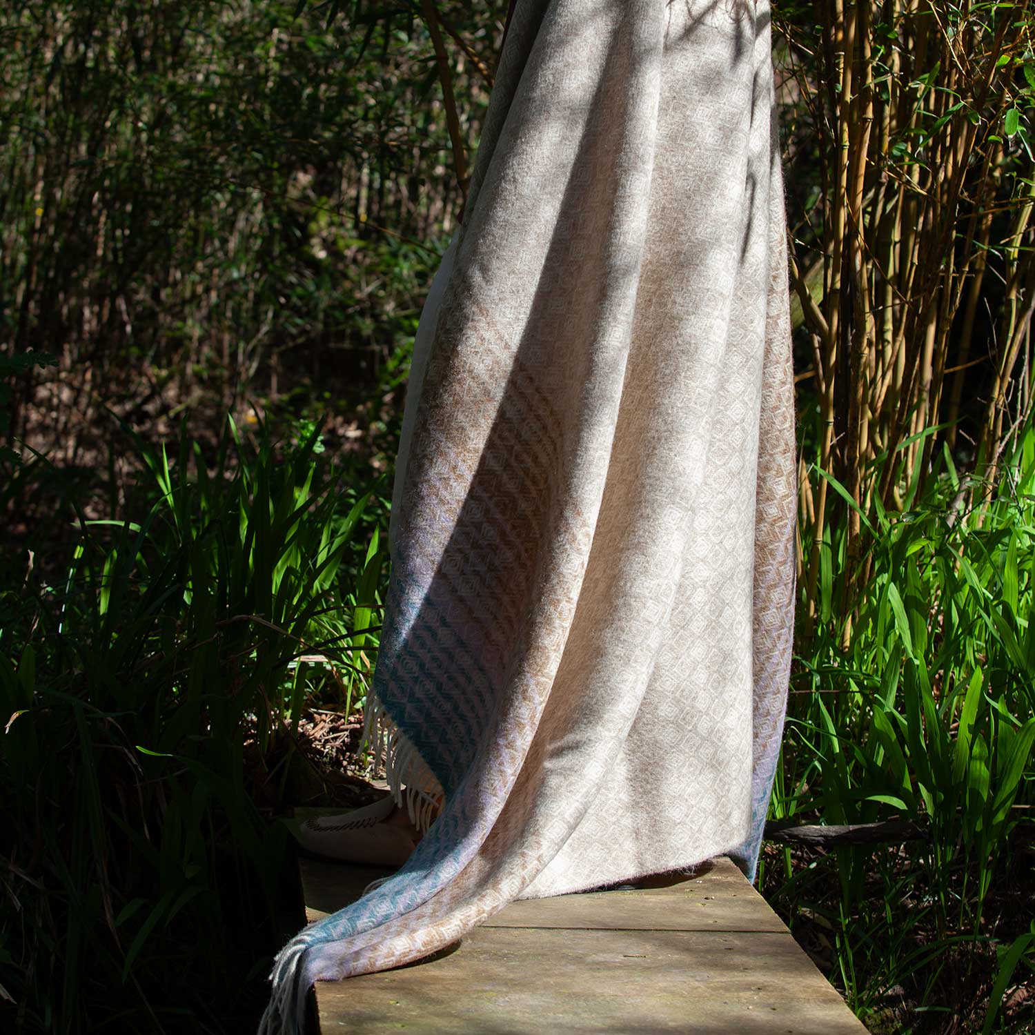 British Wool Throw Aqua & Lilac - Image 5