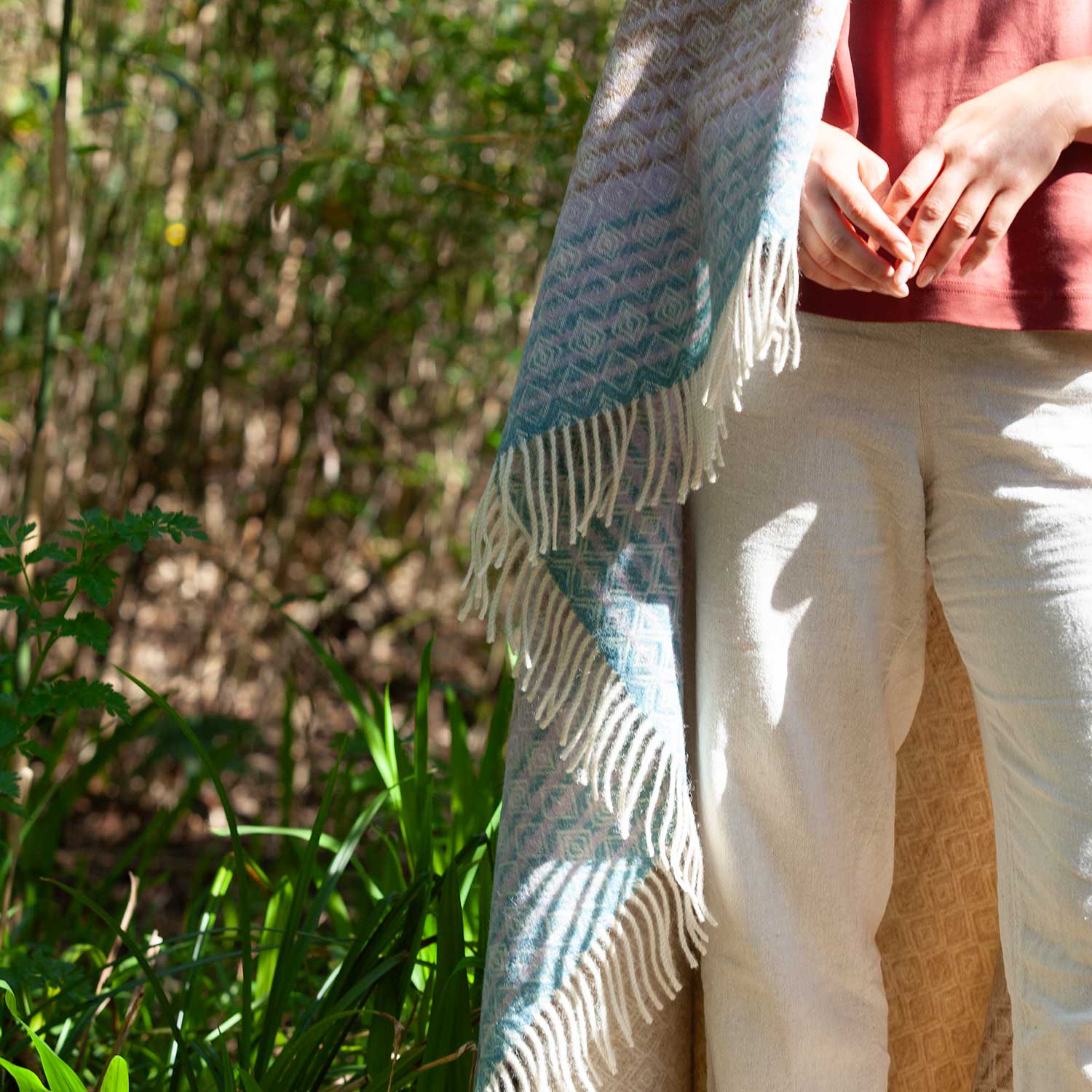 British Wool Throw Aqua & Lilac - Image 6