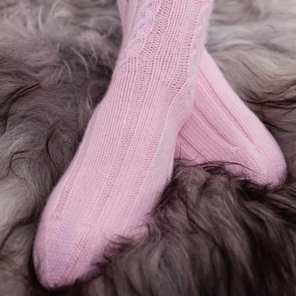 Cashmere Bed Socks Pink 4-7 - Image 2