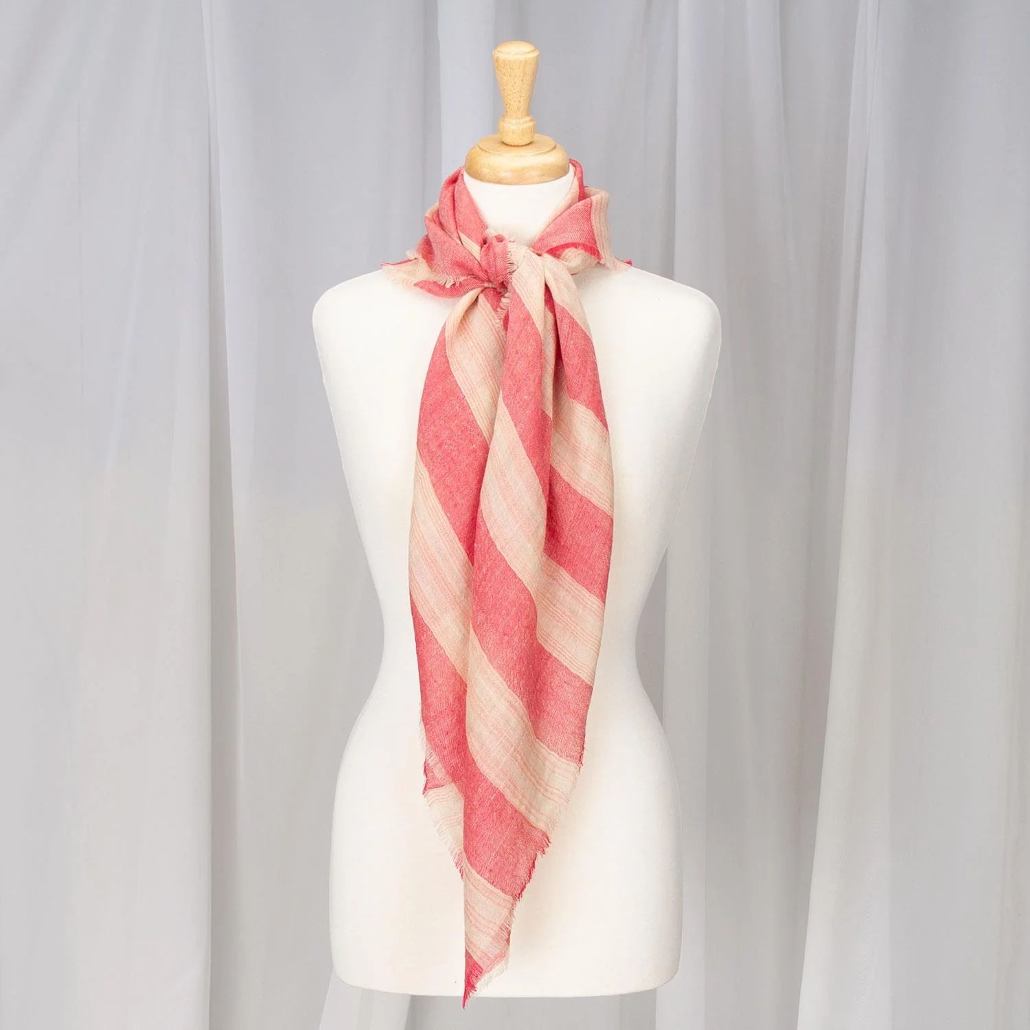 Cashmere Square Shawl Coral Red - Image 3