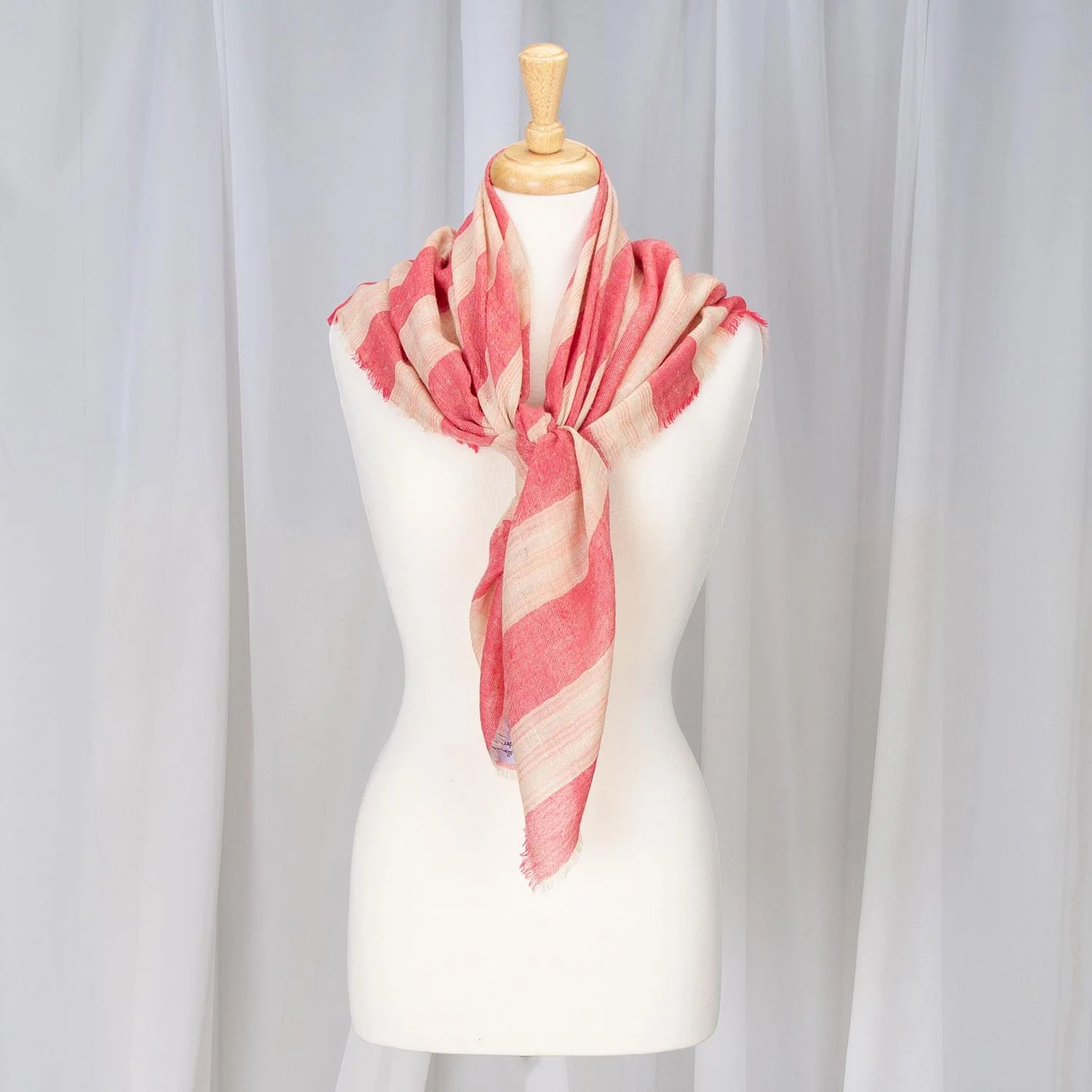 Cashmere Square Shawl Coral Red - Image 4