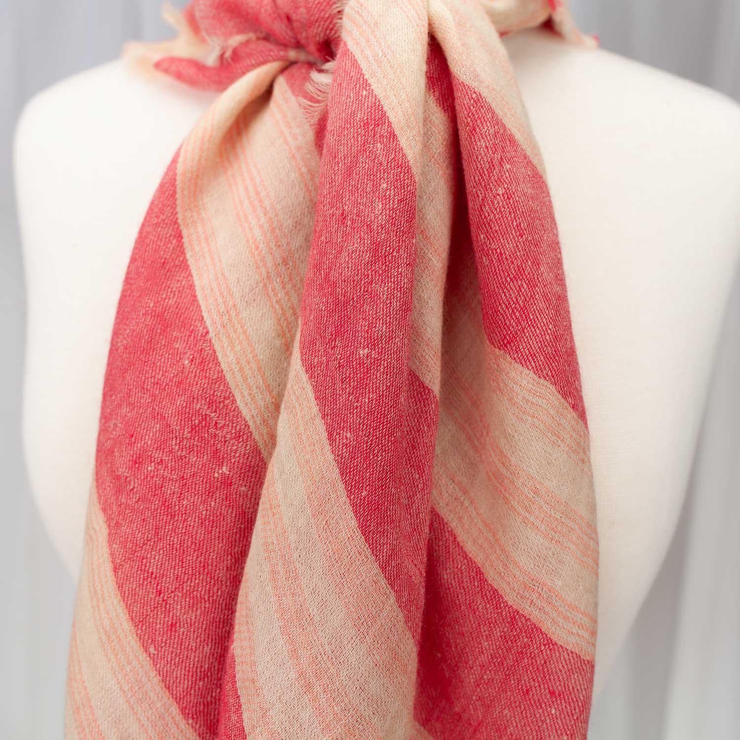 Cashmere Square Shawl Coral Red - Image 5