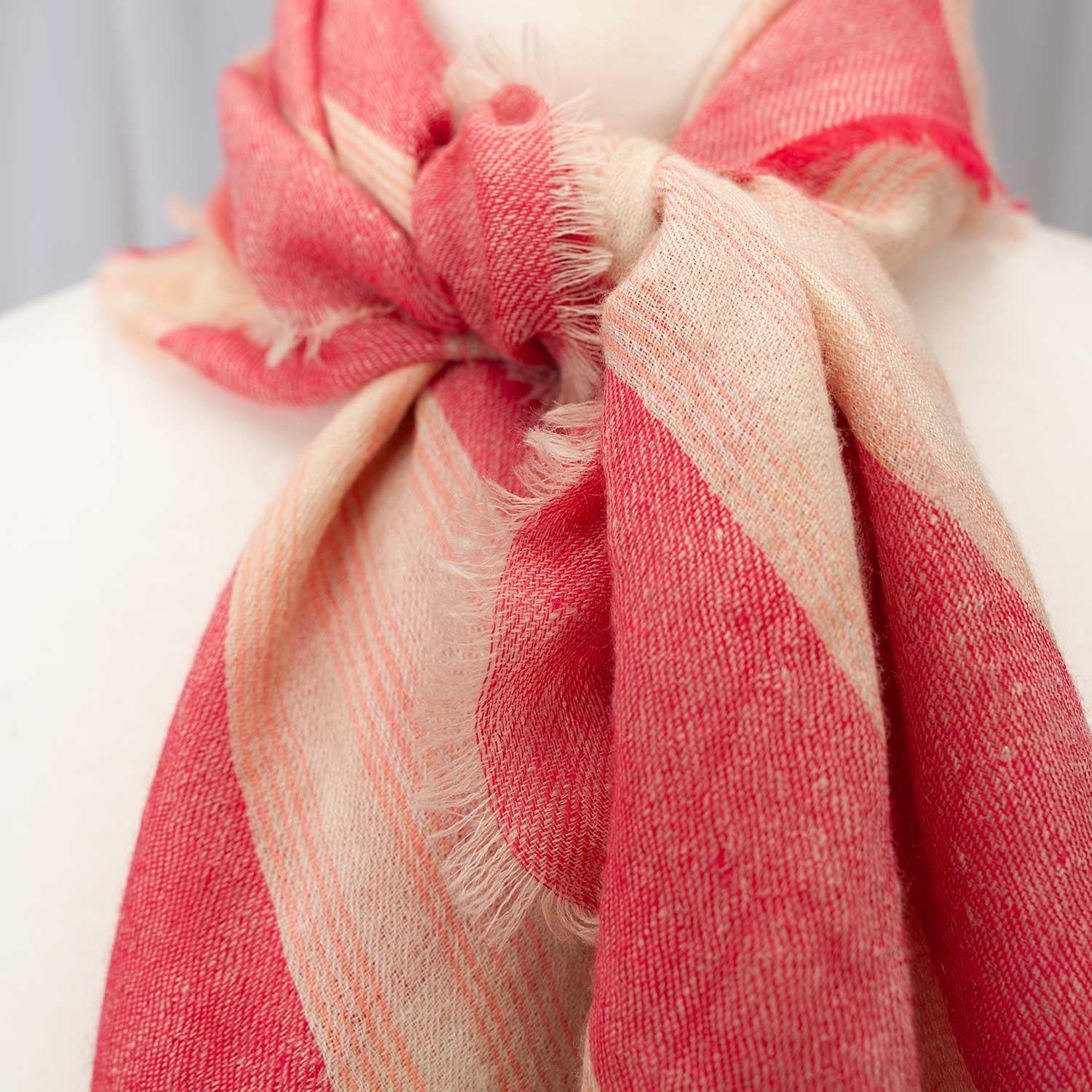 Cashmere Square Shawl Coral Red - Image 6