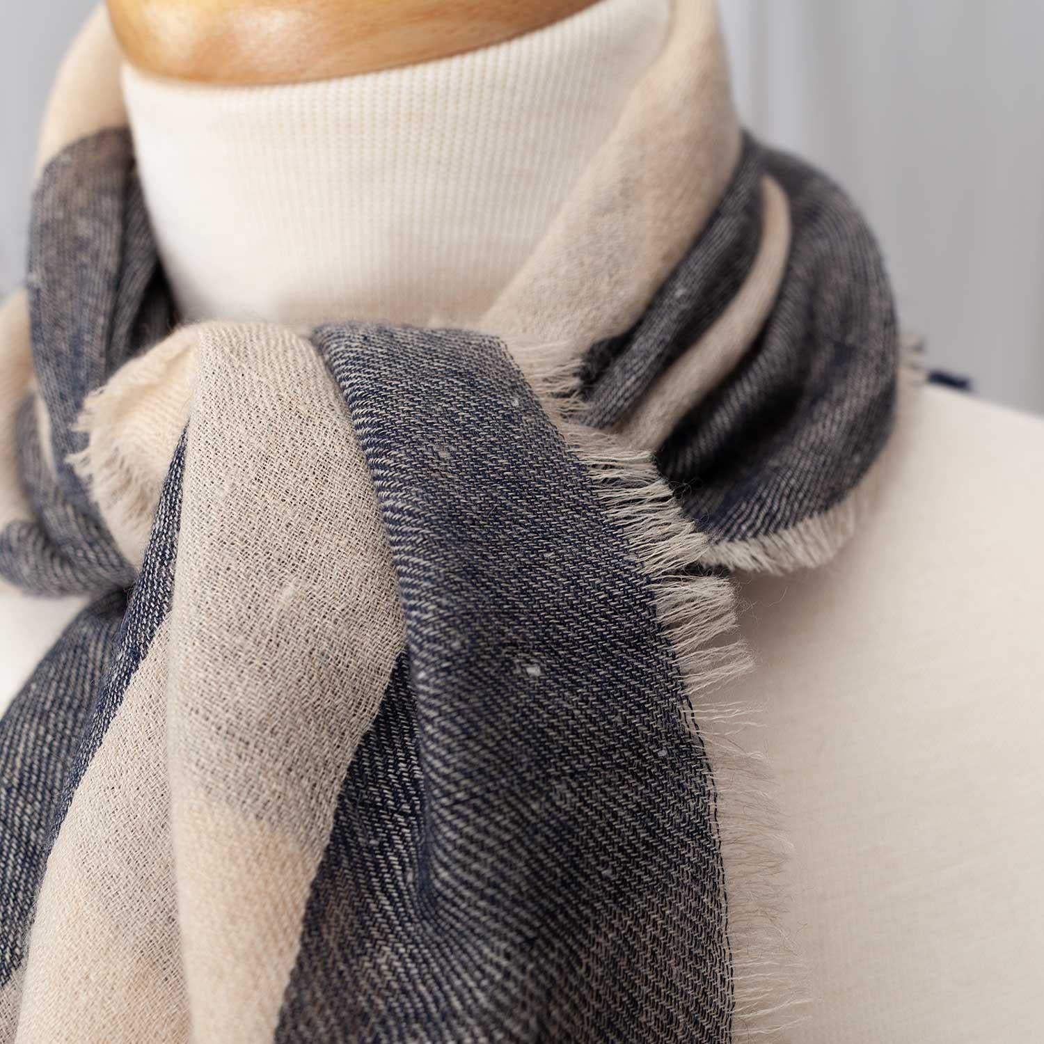 Cashmere Square Shawl Navy - Image 3