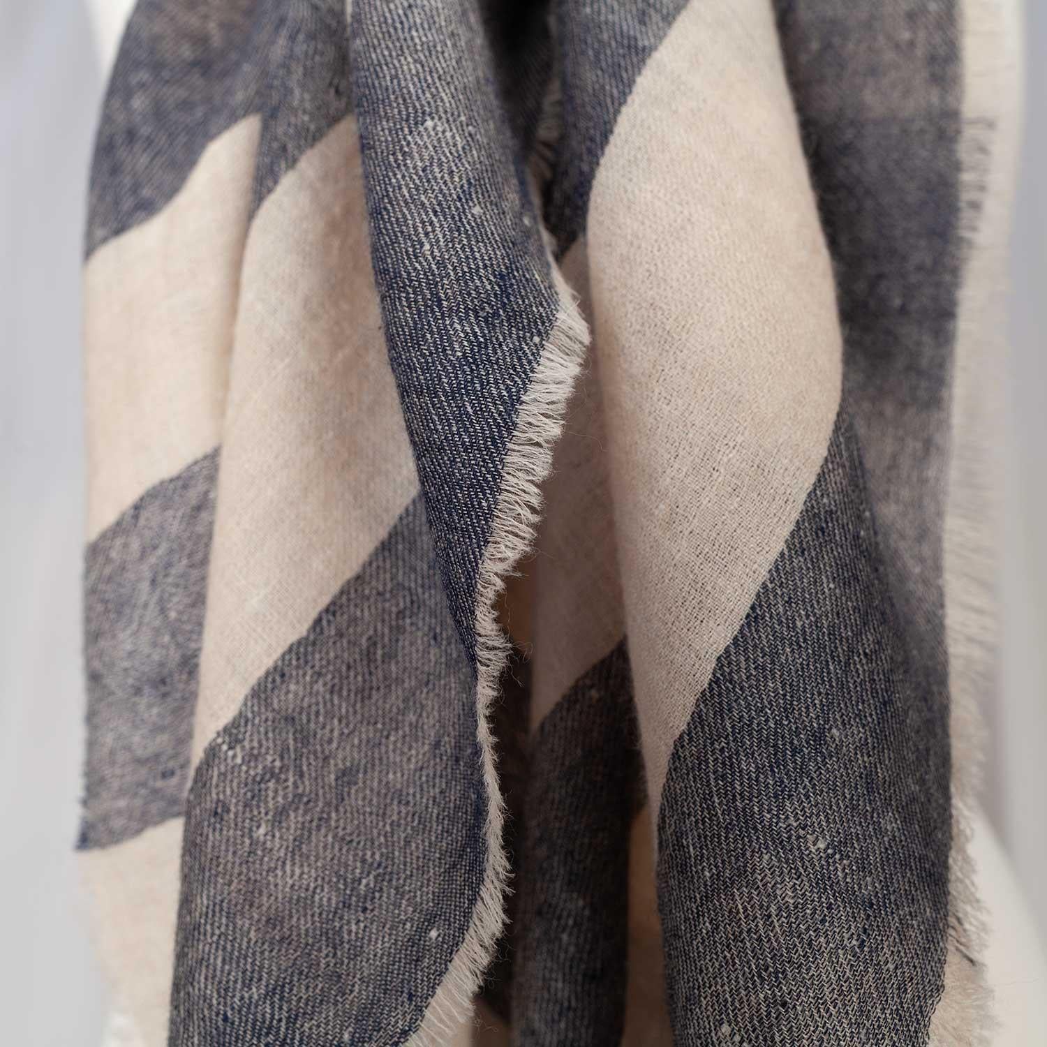 Cashmere Square Shawl Navy - Image 4