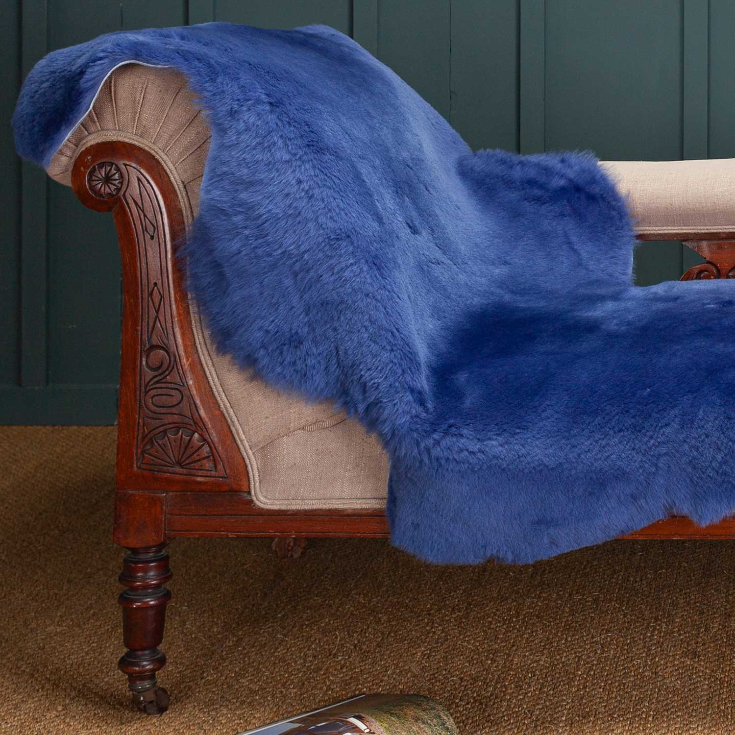Exclusive Sheepskin Throw Cobalt - Image 2