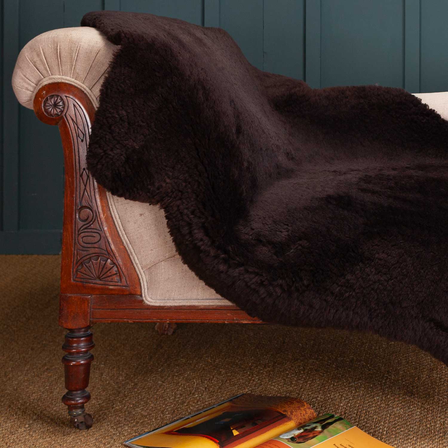 Exclusive Sheepskin Throw Dark Chocolate - Image 2