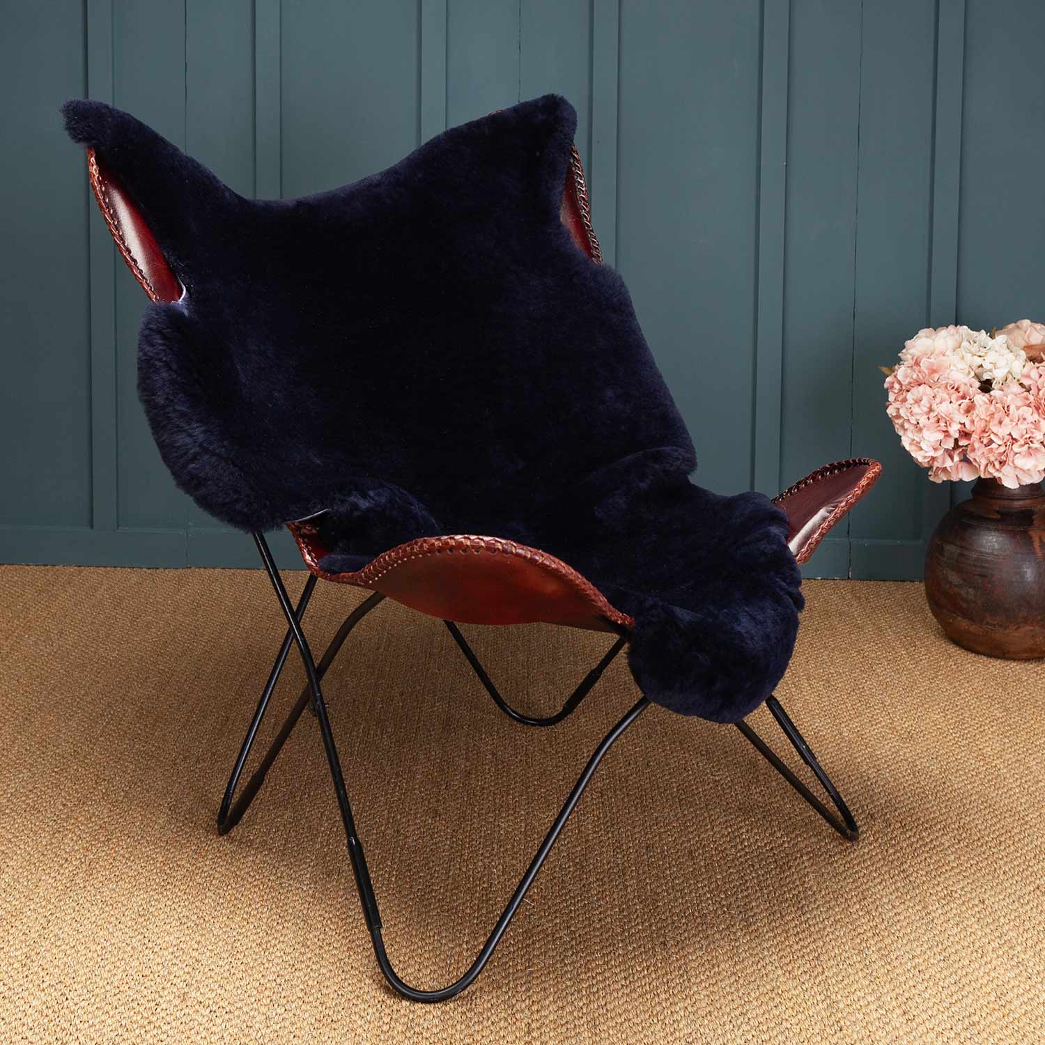 Exclusive Sheepskin Throw Midnight Blue - Image 5