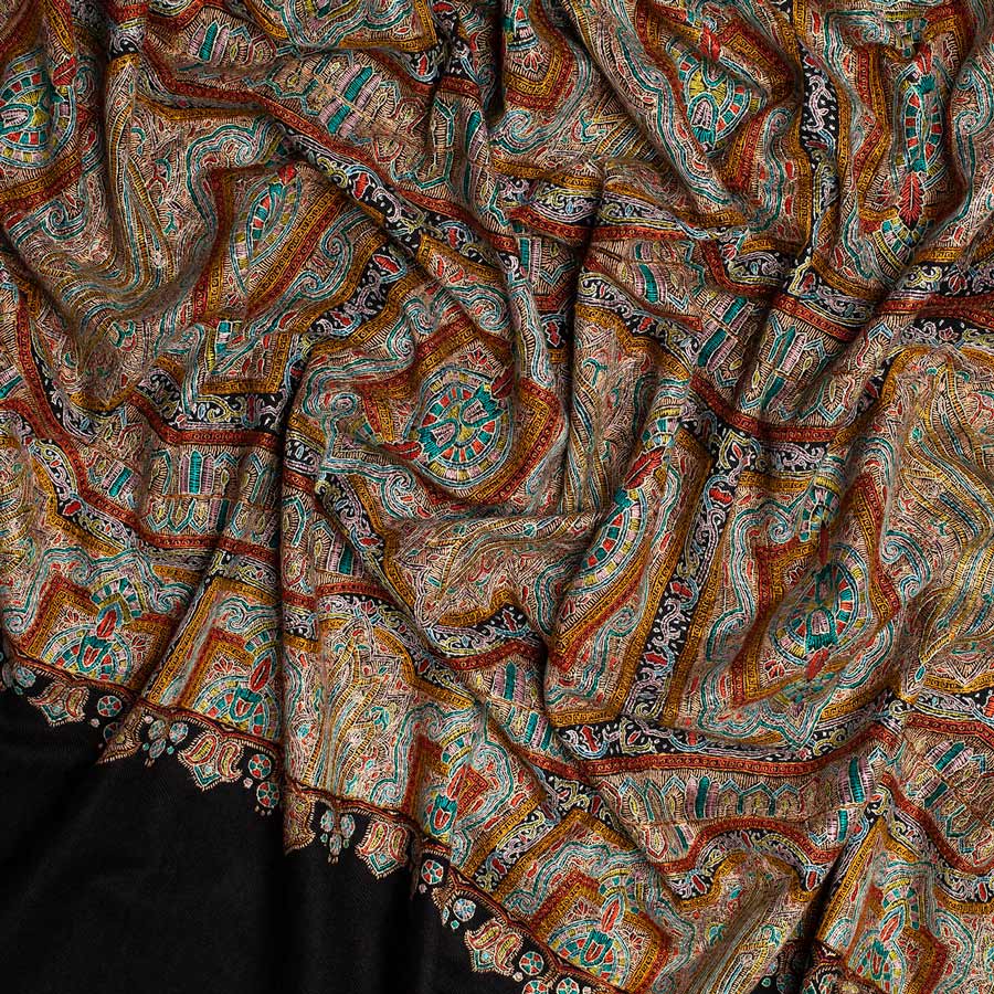Ganderbal Hand Embroidered Pashmina Mandala - Image 5