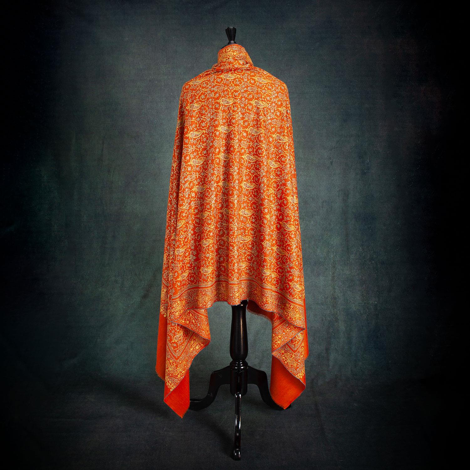 Hand Embroidered Eco-Toosh Roopwati Shawl 'Hanuman' - Image 2
