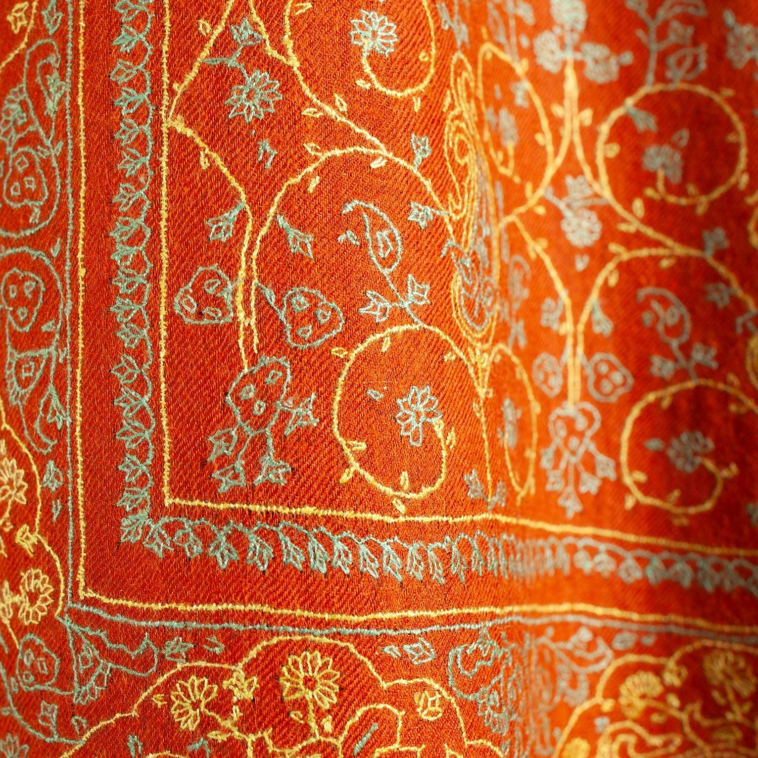 Hand Embroidered Eco-Toosh Roopwati Shawl 'Hanuman' - Image 6