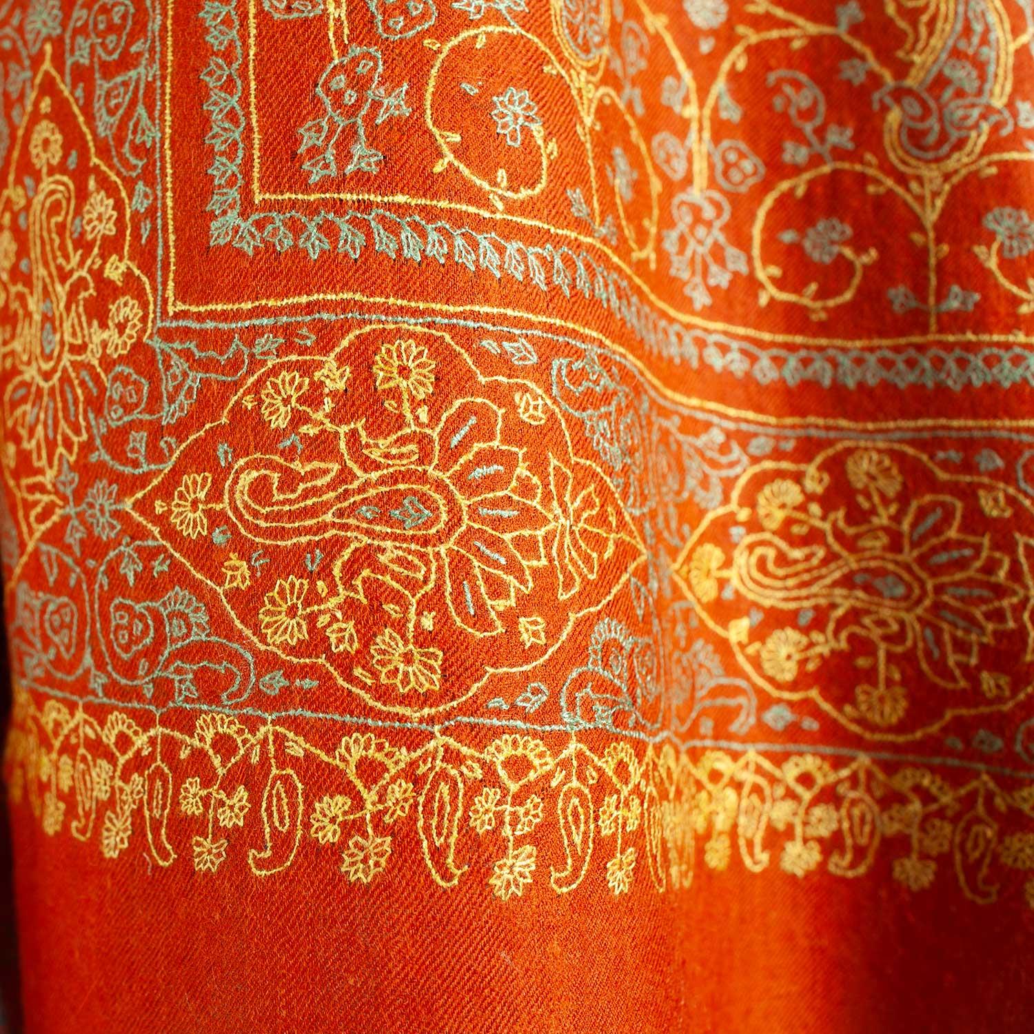 Hand Embroidered Eco-Toosh Roopwati Shawl 'Hanuman' - Image 7