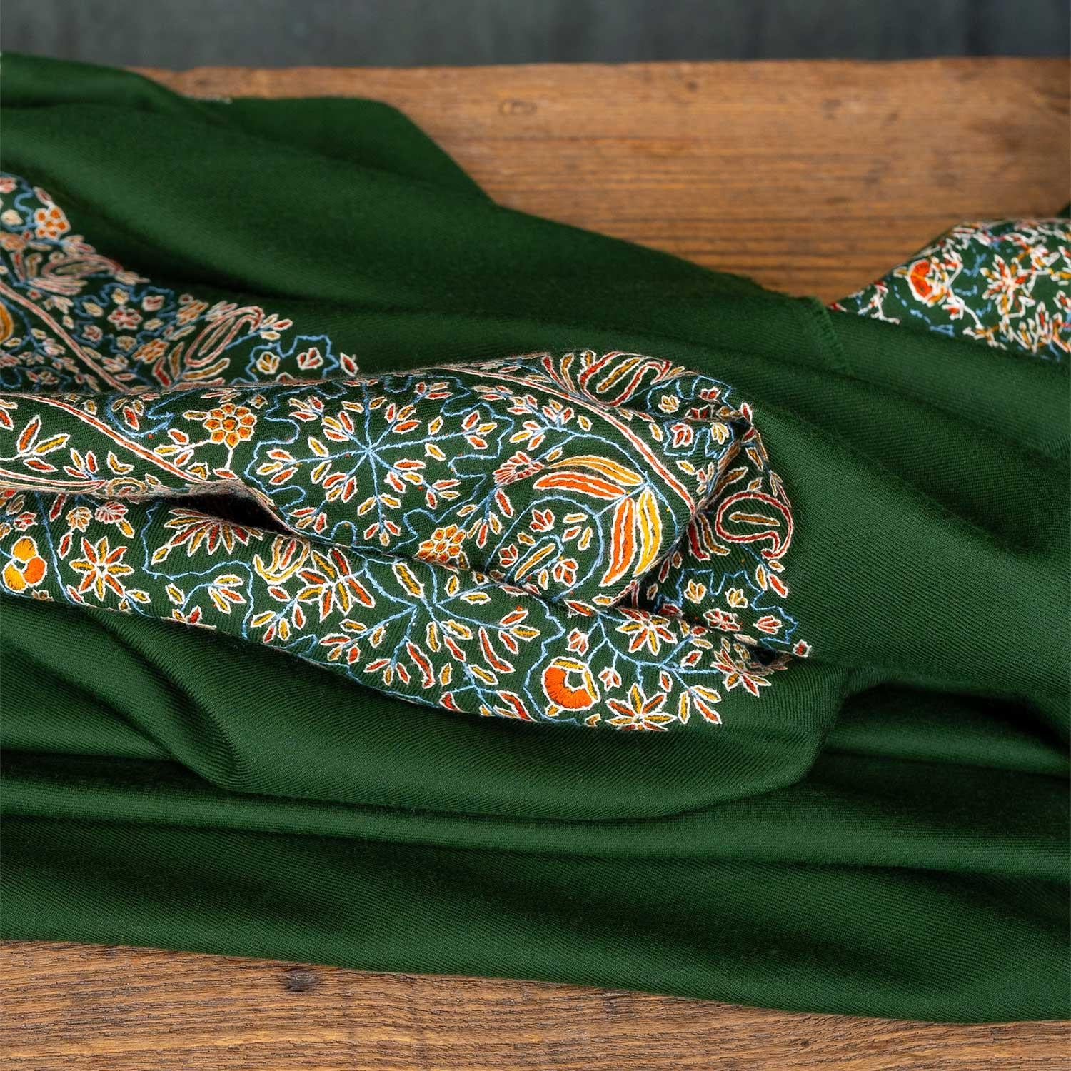 Hand Embroidered Royal Almond Shawl 'Bahaar' - Image 10
