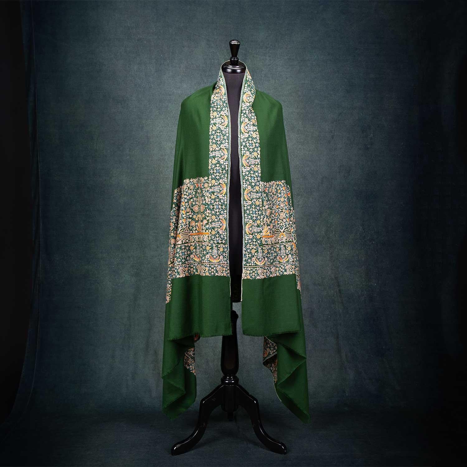 Hand Embroidered Royal Almond Shawl 'Bahaar' - Image 3