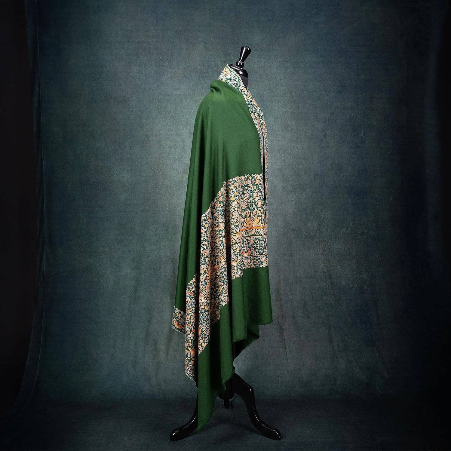 Hand Embroidered Royal Almond Shawl 'Bahaar' - Image 4