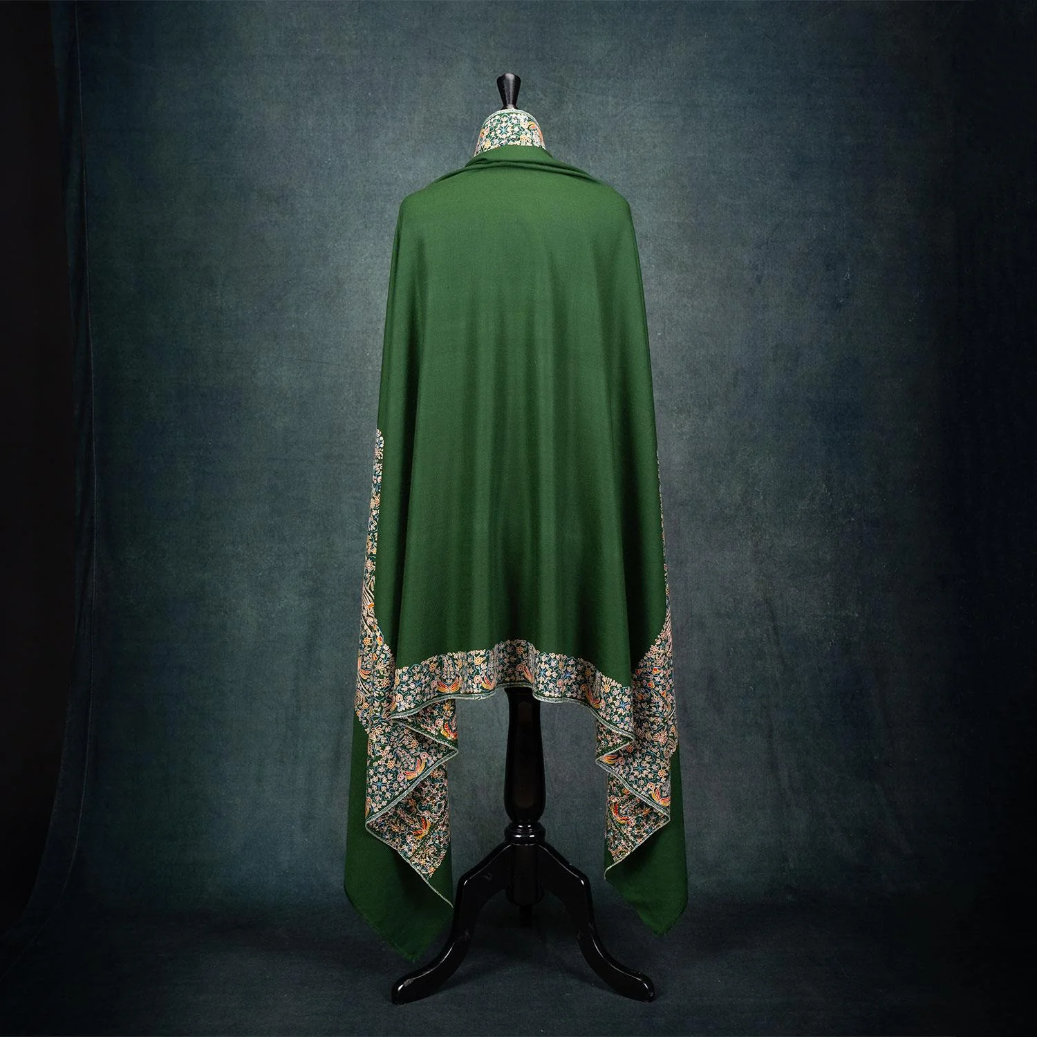 Hand Embroidered Royal Almond Shawl 'Bahaar' - Image 5
