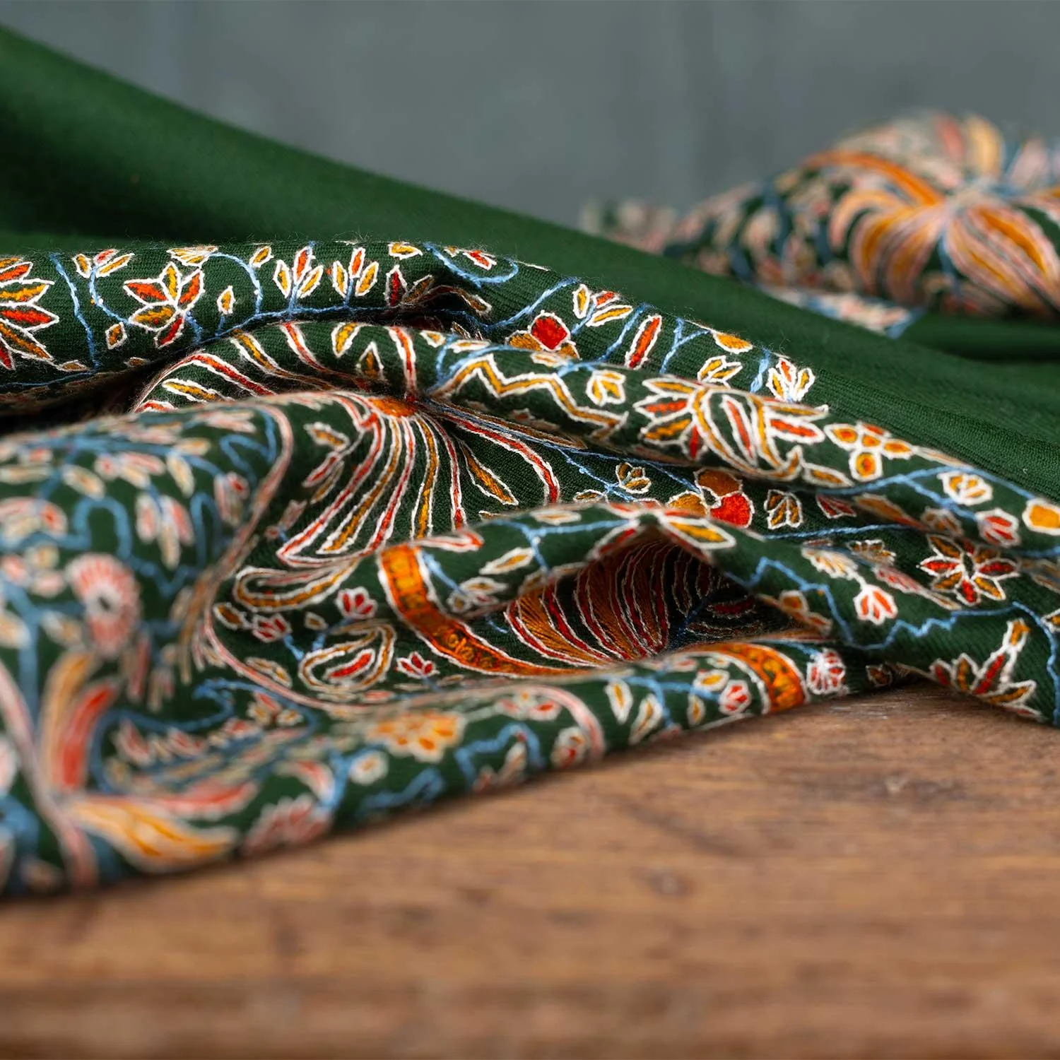 Hand Embroidered Royal Almond Shawl 'Bahaar' - Image 6