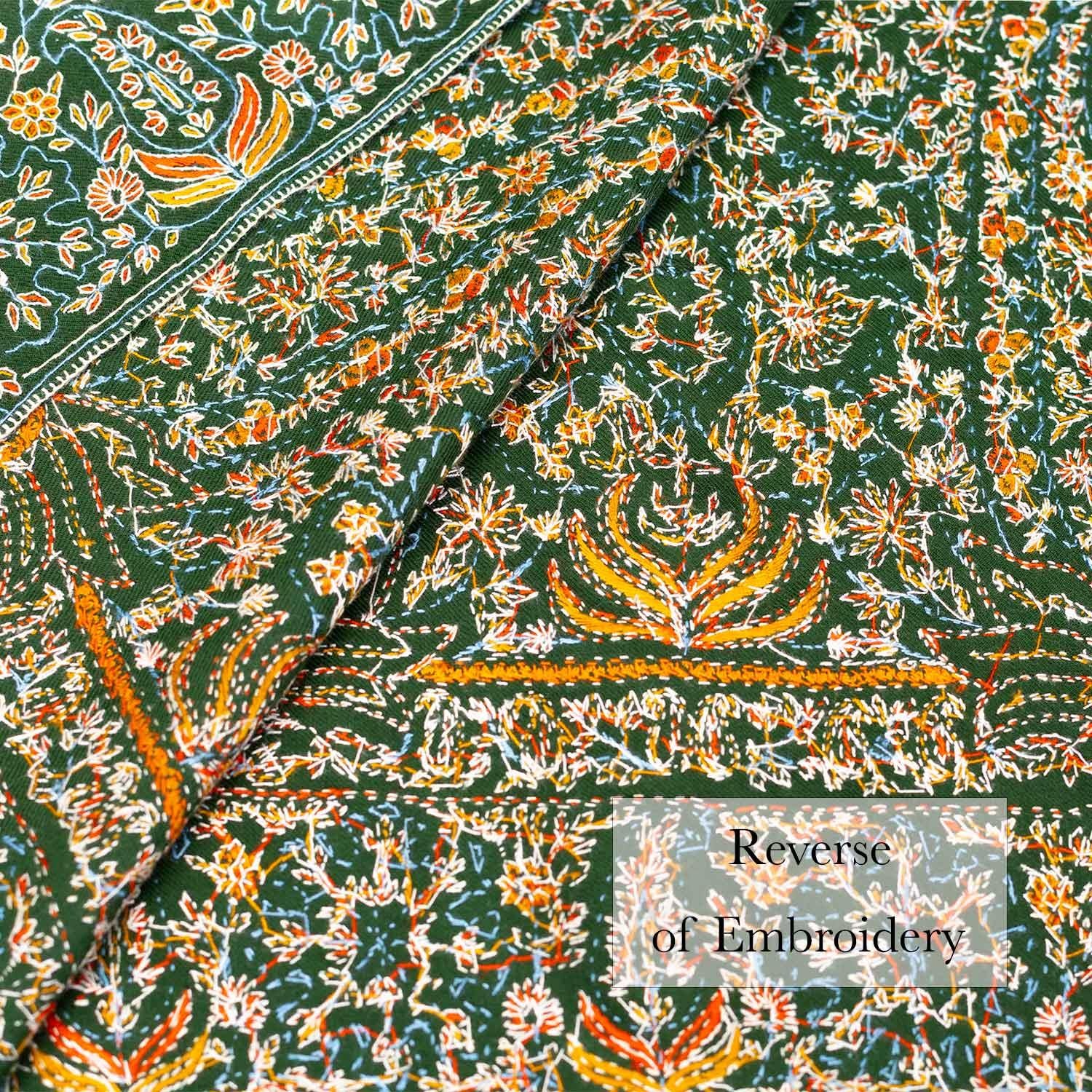 Hand Embroidered Royal Almond Shawl 'Bahaar' - Image 7