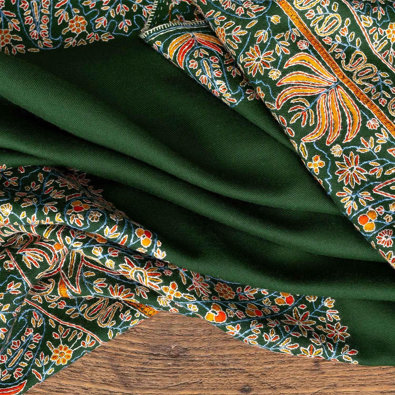 Hand Embroidered Royal Almond Shawl 'Bahaar' - Image 9
