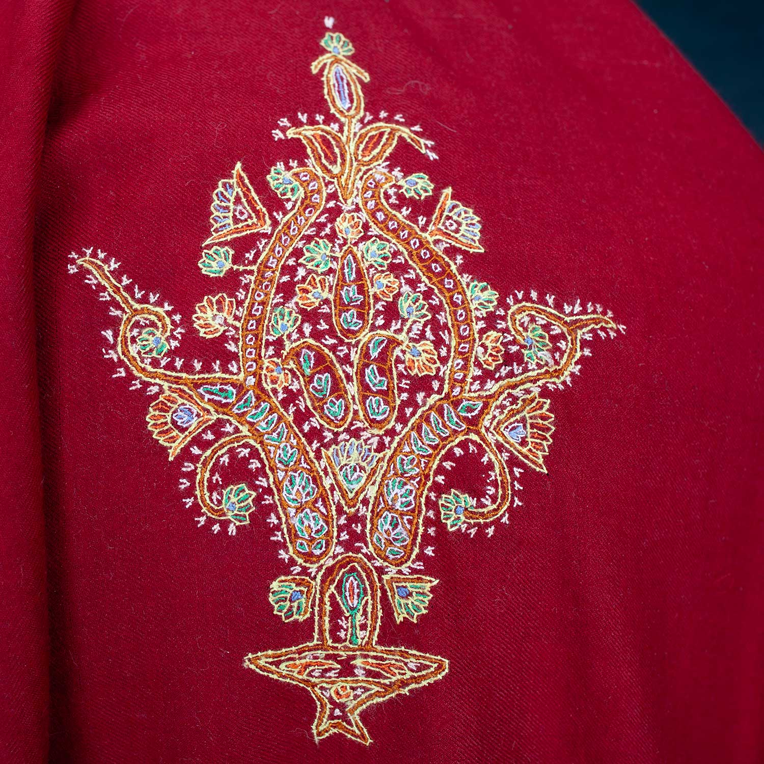 Hand Embroidered Sozni Shawl 'The Fire God' - Image 4