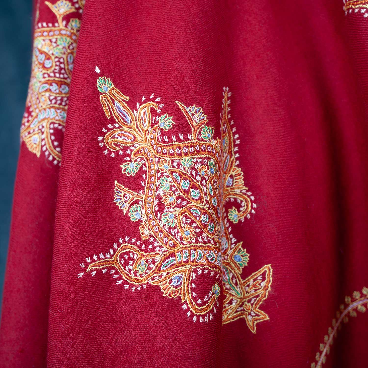 Hand Embroidered Sozni Shawl 'The Fire God' - Image 5