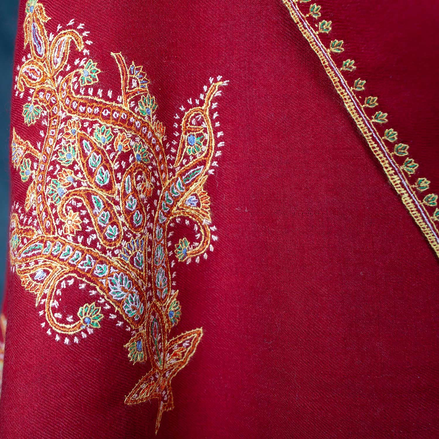 Hand Embroidered Sozni Shawl 'The Fire God' - Image 9