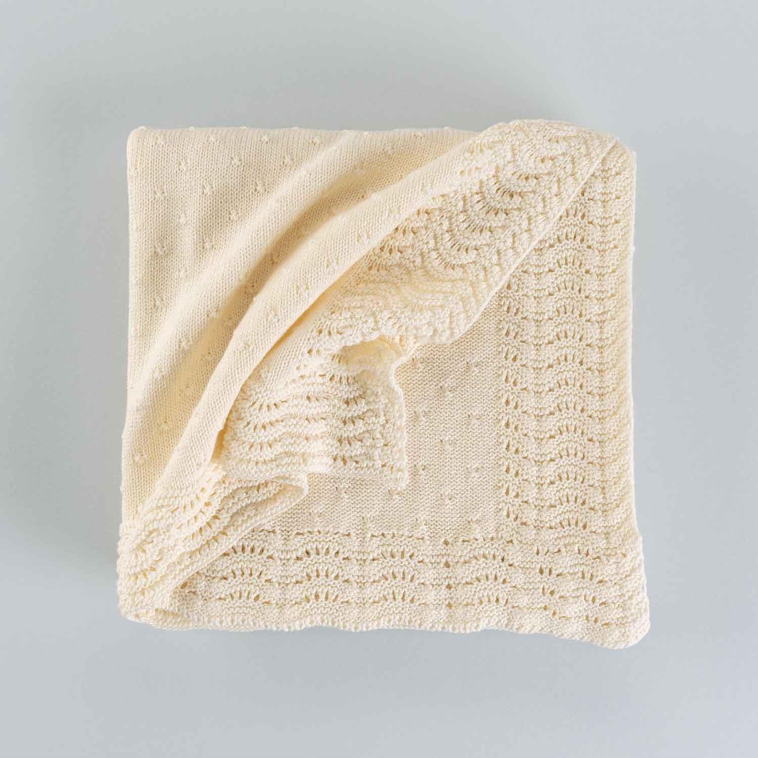 Organic Cotton Knitted Lace Baby Shawl - Image 2
