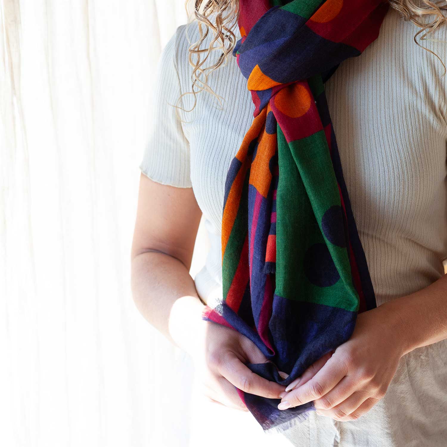 Luxe Merino Geometric Shawl Sunset - Image 2