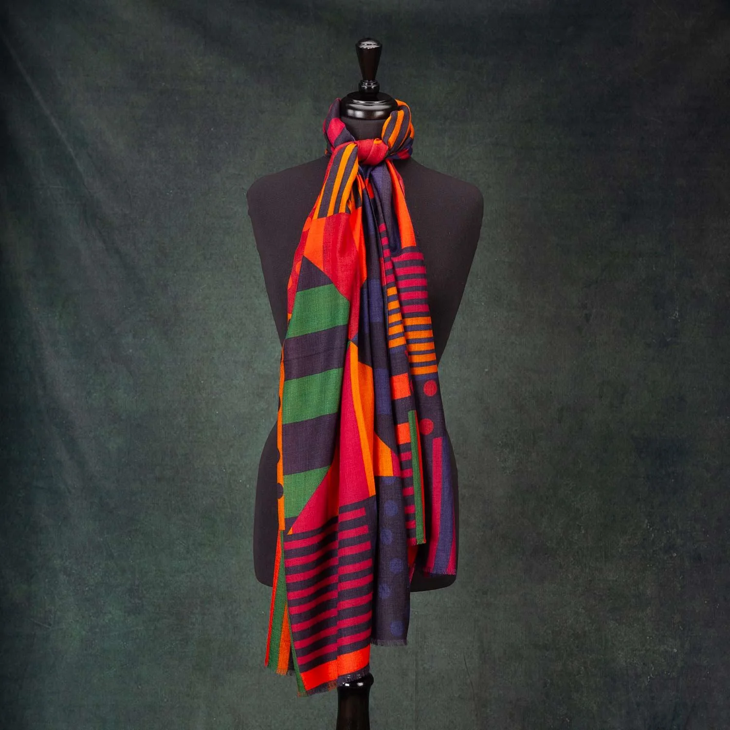 Luxe Merino Geometric Shawl Sunset - Image 3