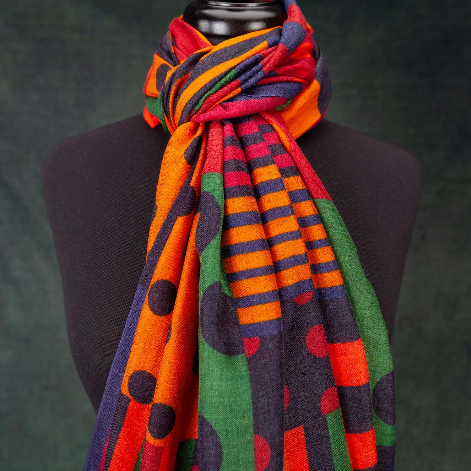 Luxe Merino Geometric Shawl Sunset - Image 4