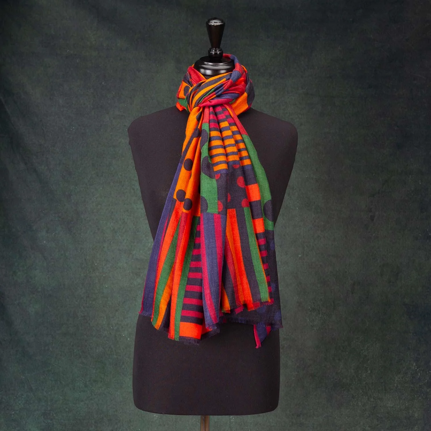 Luxe Merino Geometric Shawl Sunset - Image 5