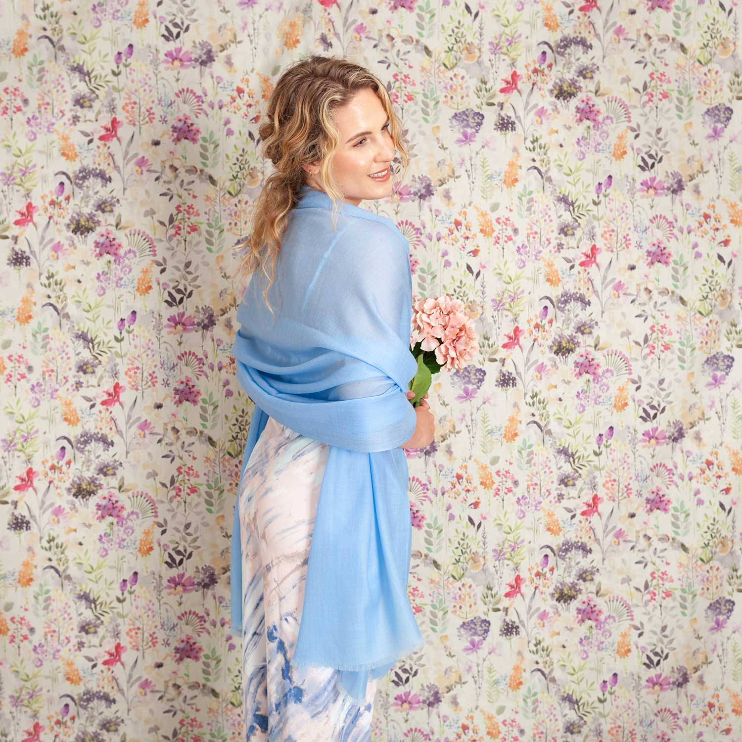 Luxe Merino Silk Shawl Bluebird - Image 3