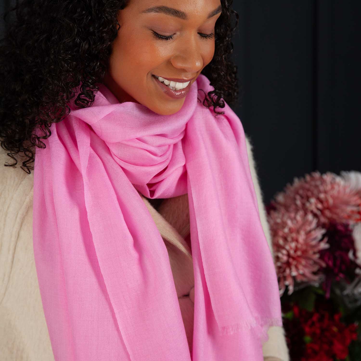 Luxe Merino Silk Shawl Dark Pink - Image 4