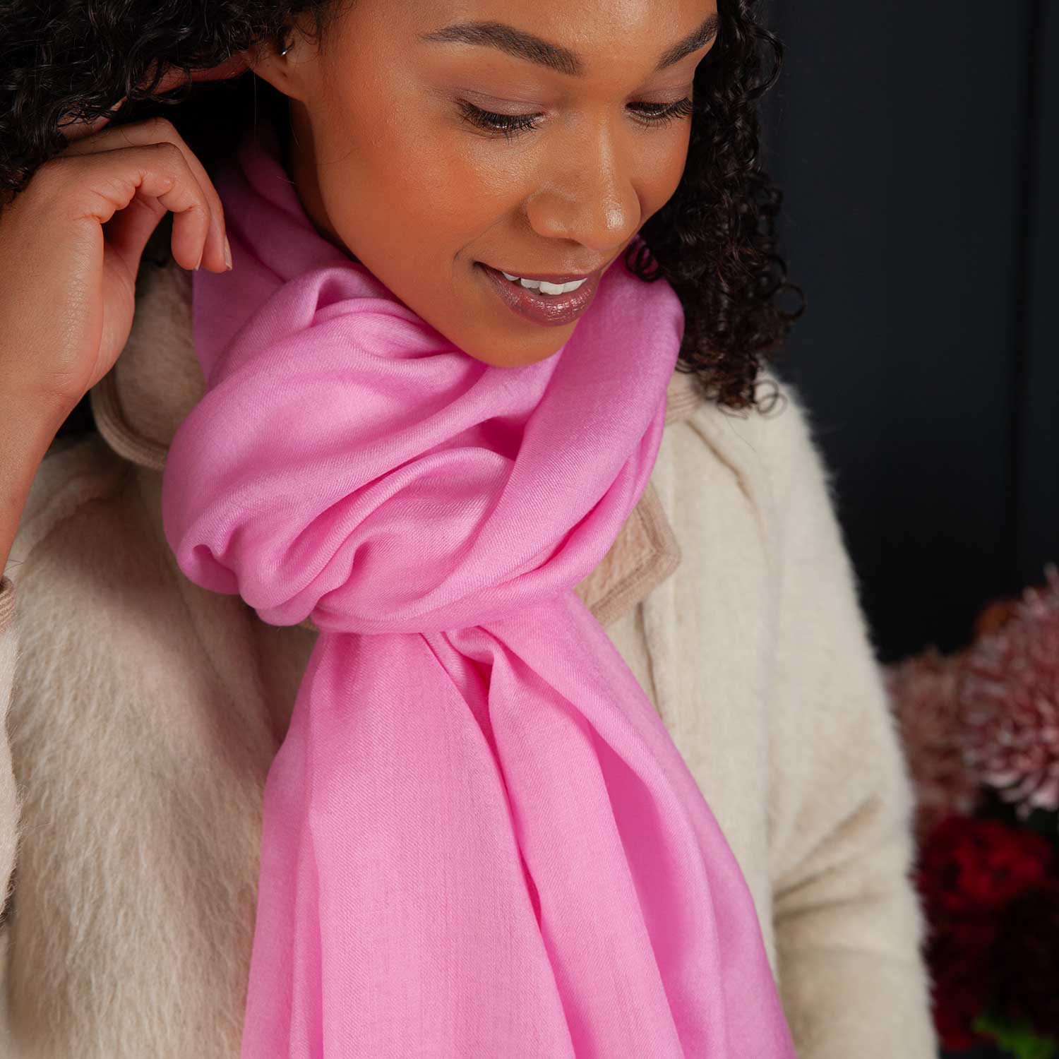 Luxe Merino Silk Shawl Dark Pink - Image 6