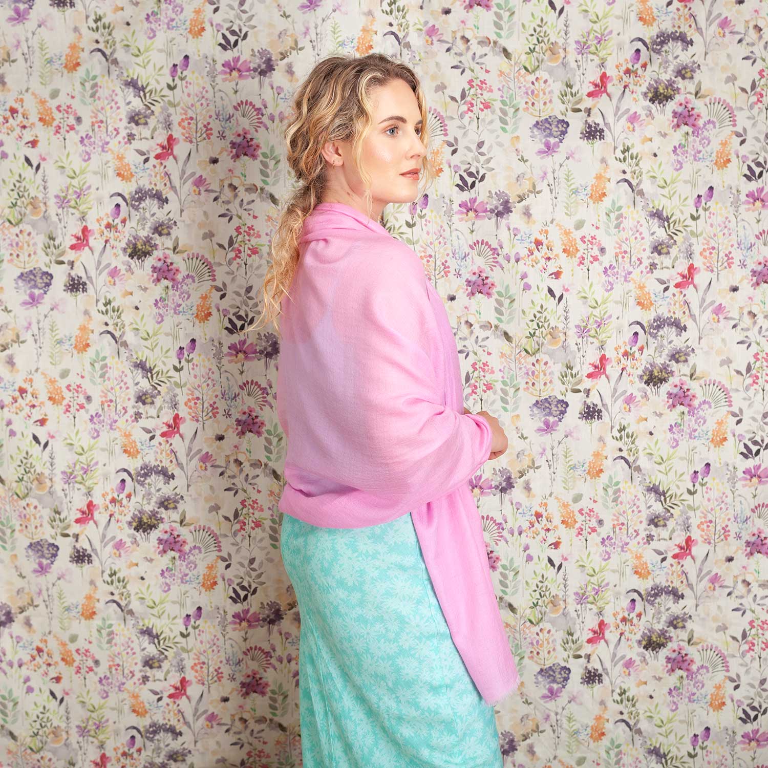 Luxe Merino Silk Shawl Dark Pink - Image 7
