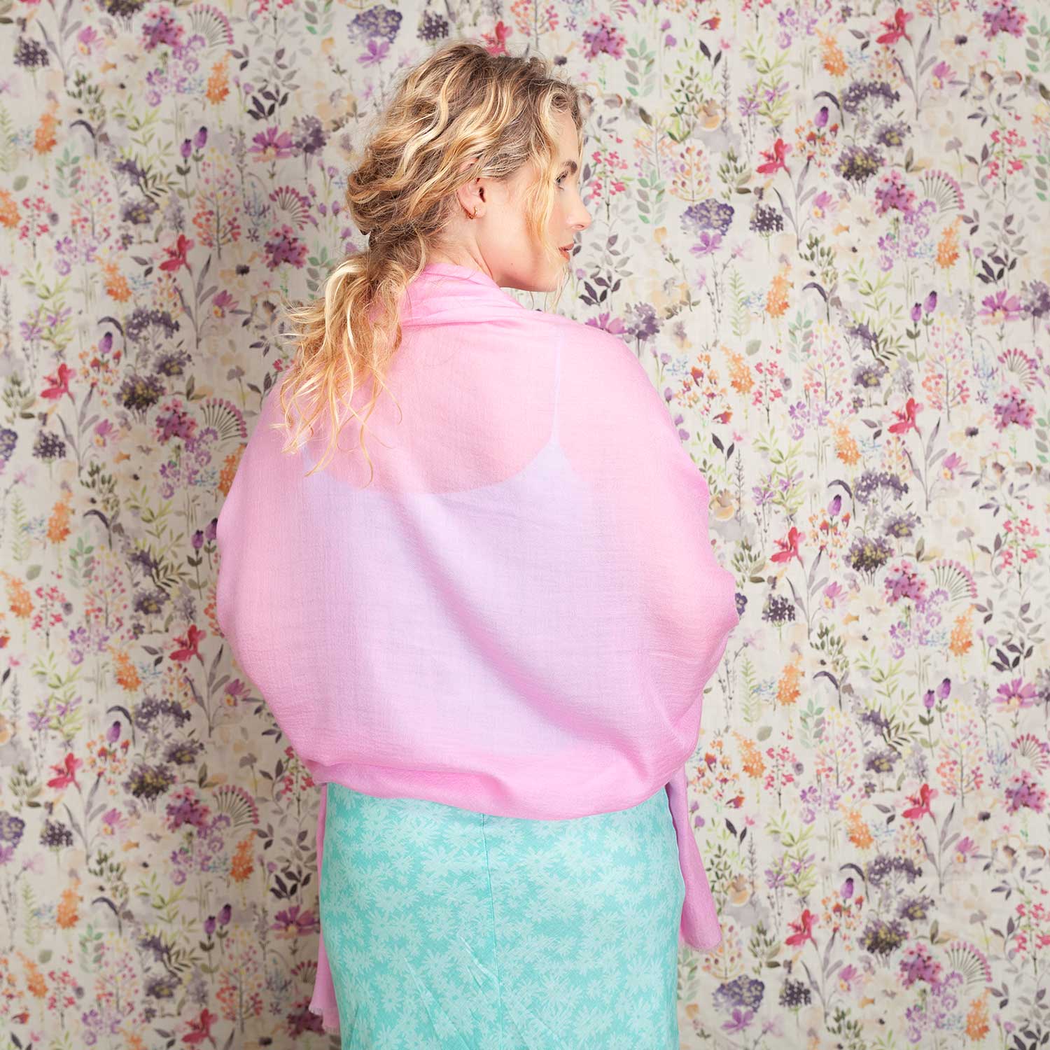Luxe Merino Silk Shawl Dark Pink - Image 8