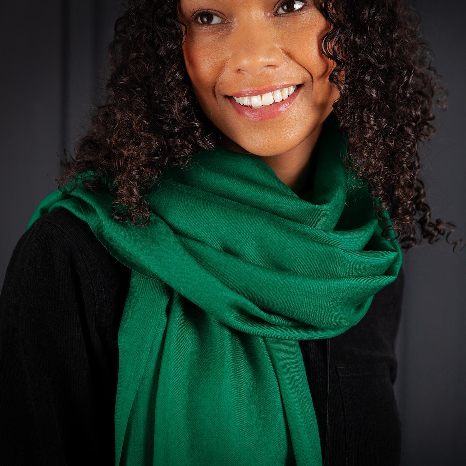 Luxe Merino Silk Shawl Emerald - Image 4