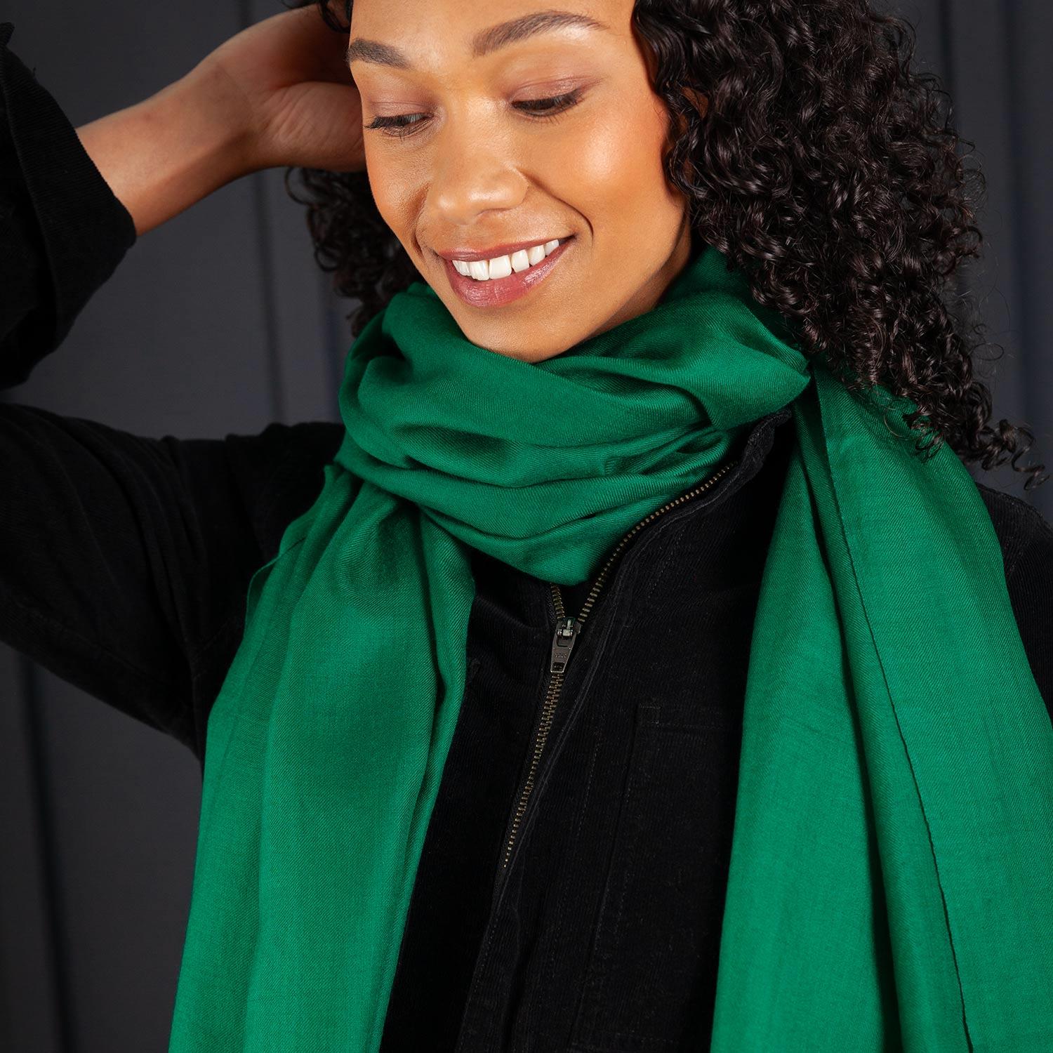 Luxe Merino Silk Shawl Emerald - Image 8