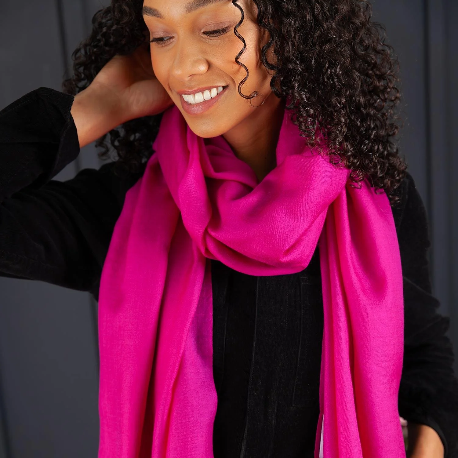 Luxe Merino Silk Shawl Fuchsia - Image 4