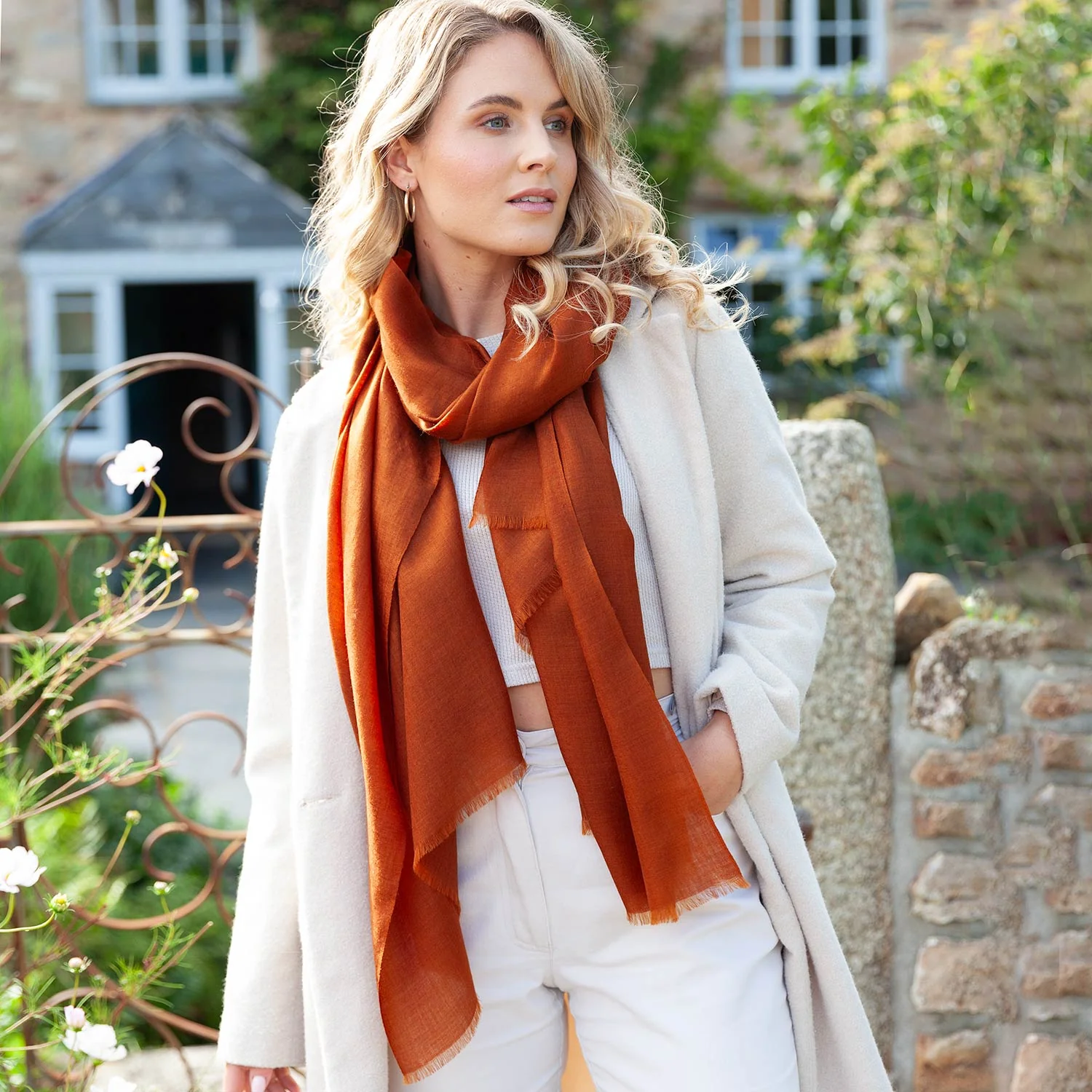 Luxe Merino Silk Shawl Gingerbread - Image 2