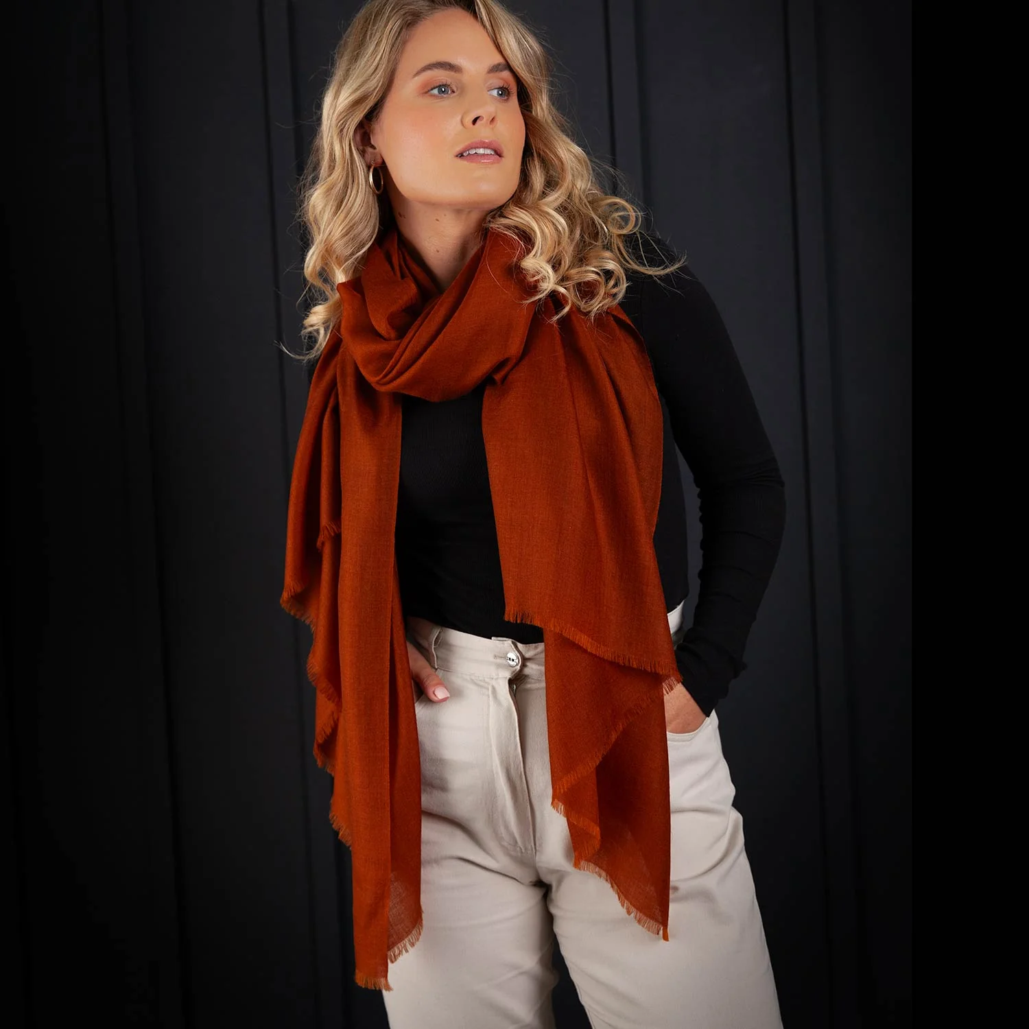 Luxe Merino Silk Shawl Gingerbread - Image 4