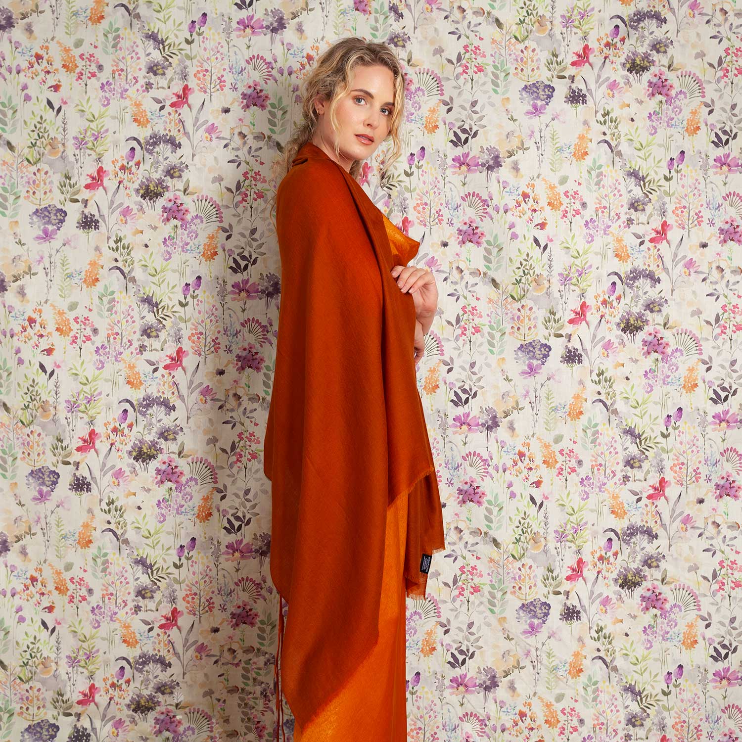 Luxe Merino Silk Shawl Gingerbread - Image 5