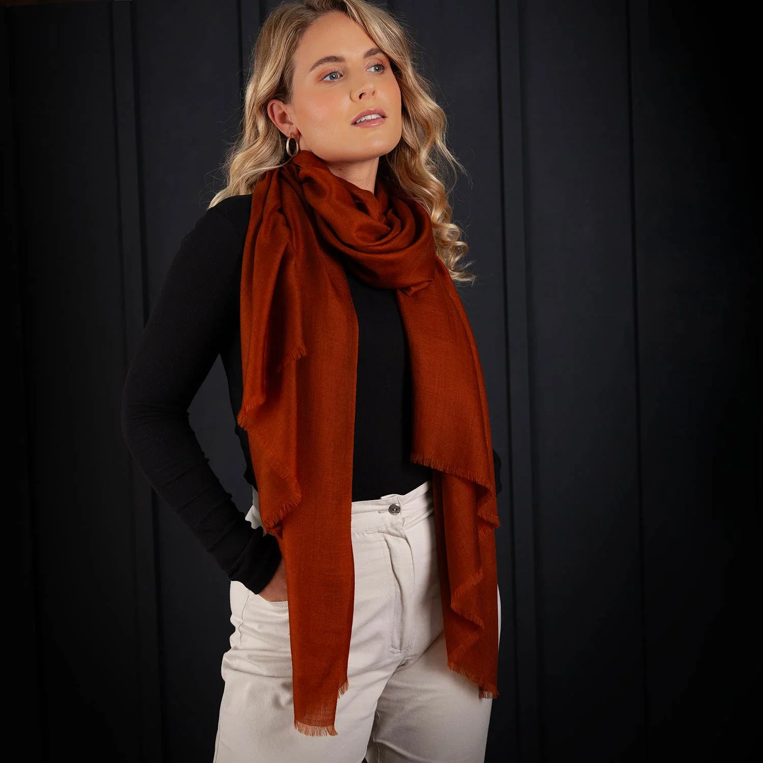 Luxe Merino Silk Shawl Gingerbread - Image 8