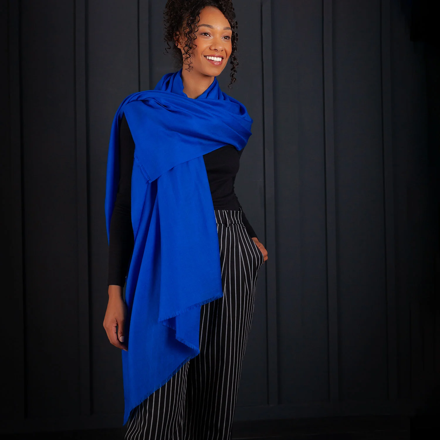 Luxe Merino Silk Shawl Lapis - Image 8