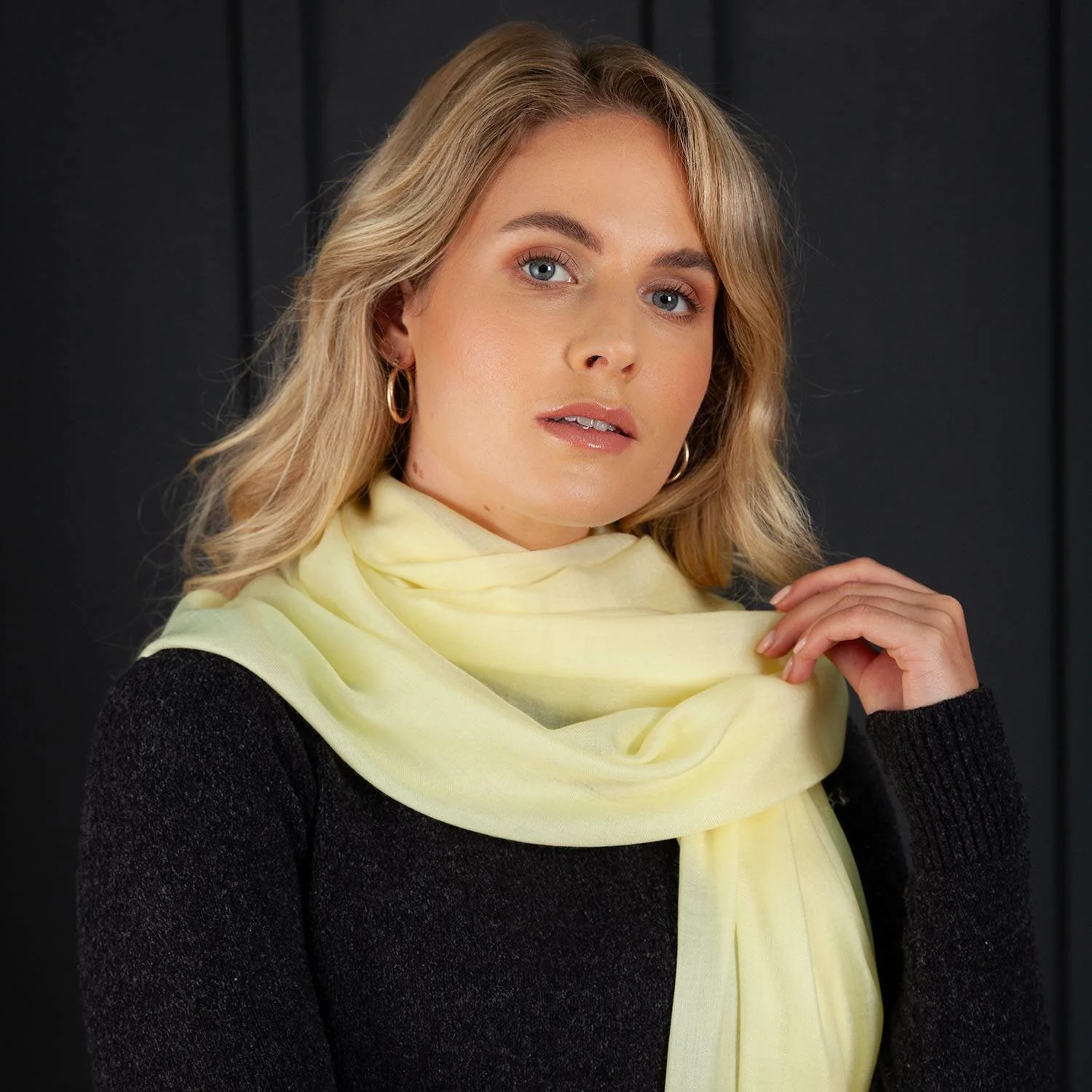 Luxe Merino Silk Shawl Light Yellow - Image 2