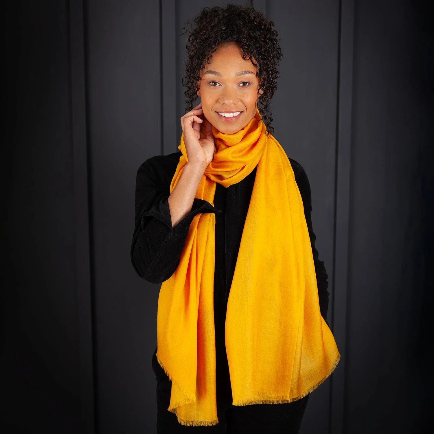Luxe Merino Silk Shawl Mustard - Image 2