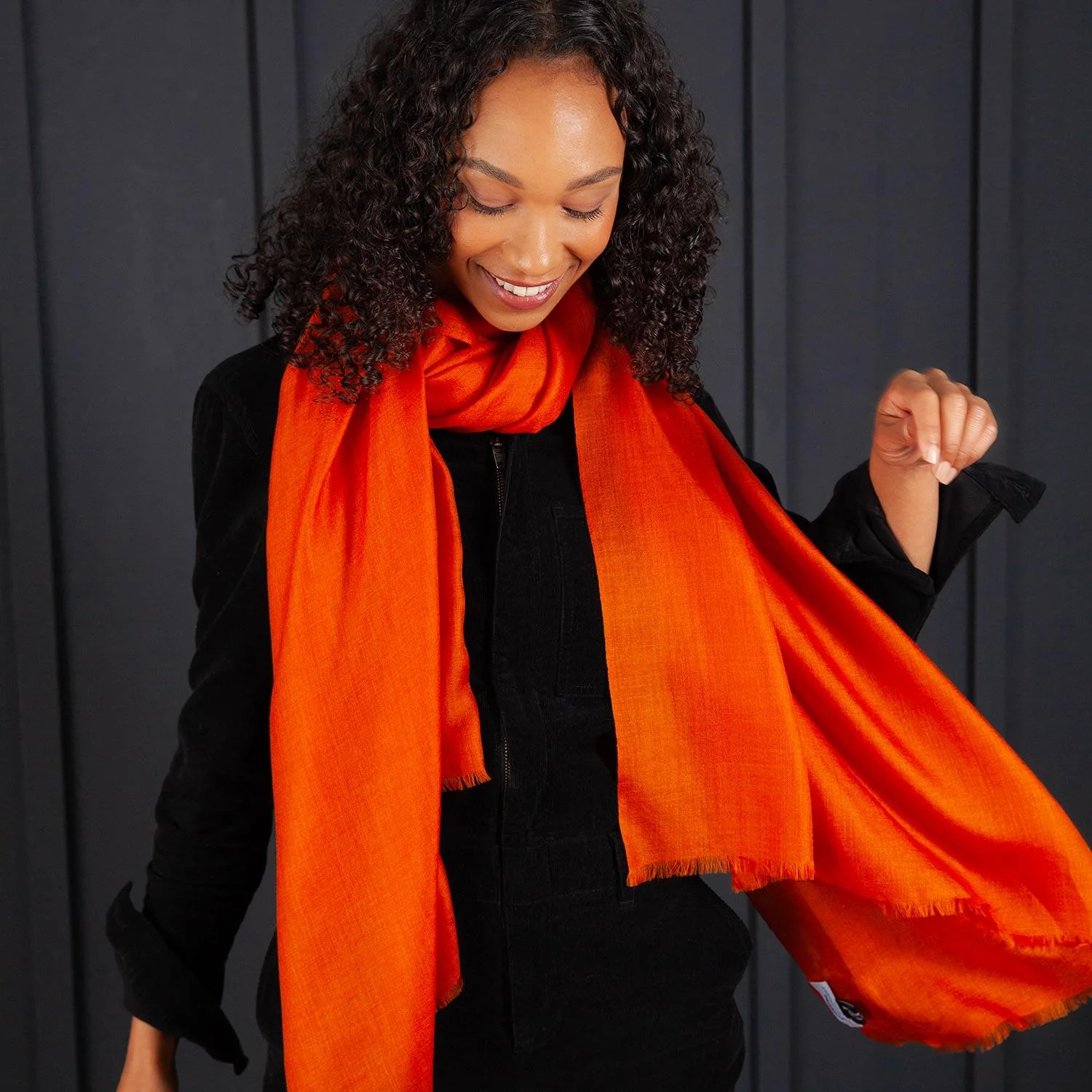 Luxe Merino Silk Shawl Paprika - Image 2